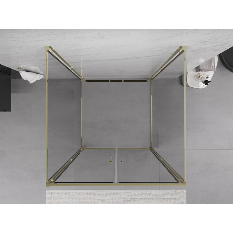 Mexen Exo-B Duo 3S sprchový kút 3-stranný otvárací 100 x 100 cm, transparentný, zlatý - 814-100-100-50-00-3S