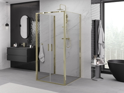 Mexen Exo-B Duo 3S sprchová kabína 3-stenná otvárateľná 80 x 80 cm, transparentná, zlatá - 814-080-080-50-00-3S
