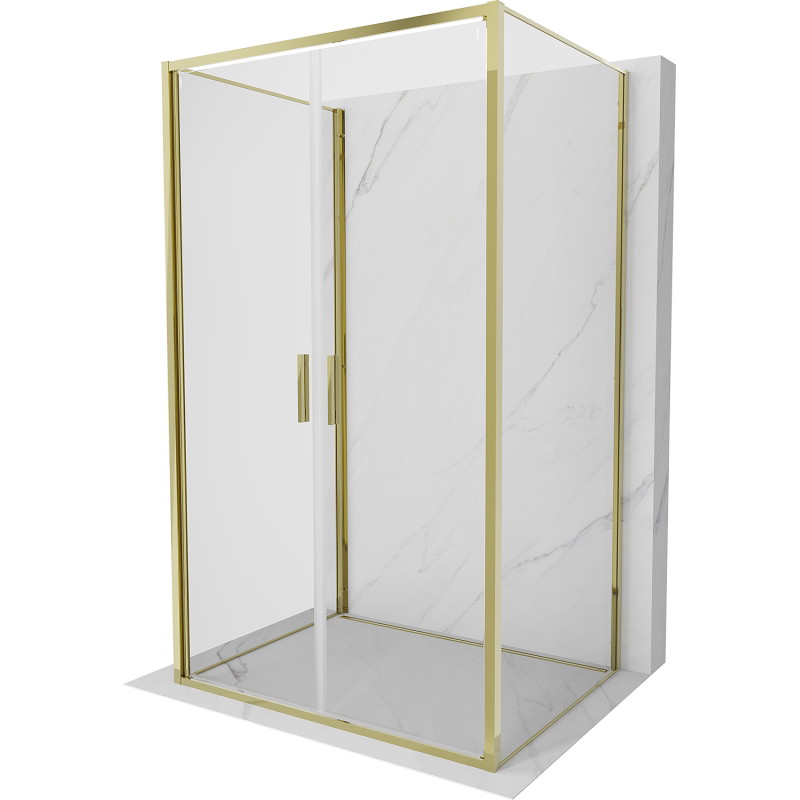 Mexen Exo-B Duo 3S sprchová kabína 3-stenová zavesená 90 x 70 cm, transparentná, zlatá - 814-090-070-50-00-3S