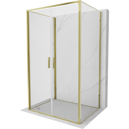 Mexen Exo-B Duo 3S sprchová kabína 3-stenová zavesená 90 x 70 cm, transparentná, zlatá - 814-090-070-50-00-3S