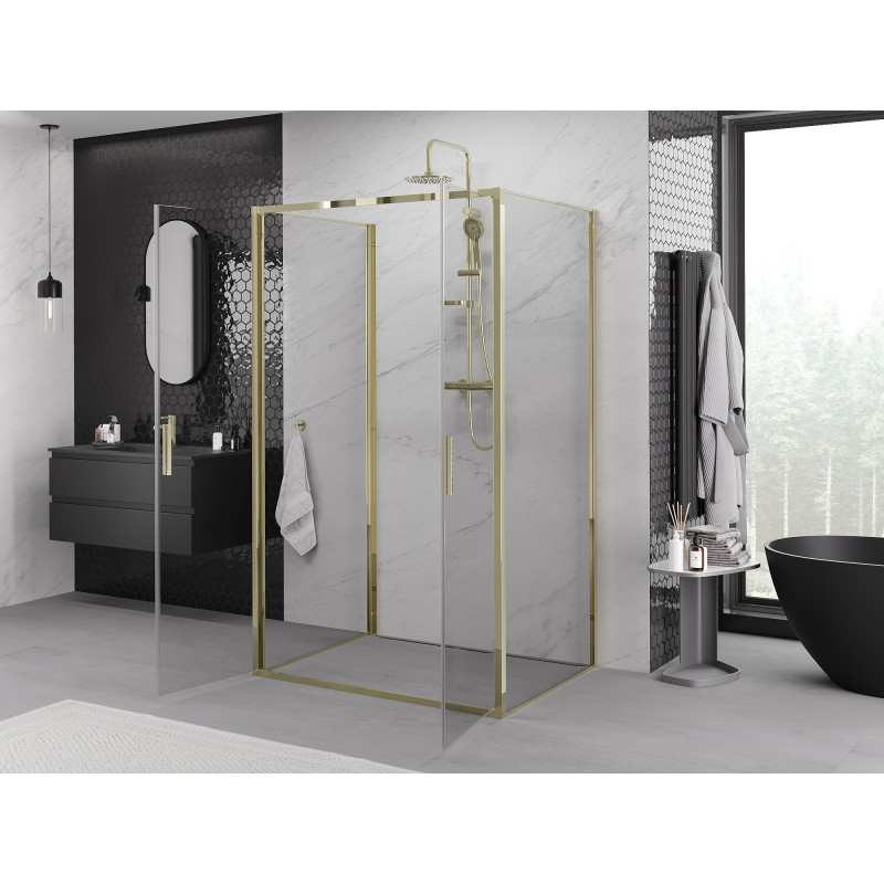 Mexen Exo-B Duo 3S sprchovací kút 3-stranný, 90 x 85 cm, priehľadný, zlatý - 814-090-085-50-00-3S
