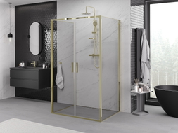Mexen Exo-B Duo 3S sprchový kút 3-stenný otvárací 100 x 90 cm, transparentný, zlatý - 814-100-090-50-00-3S