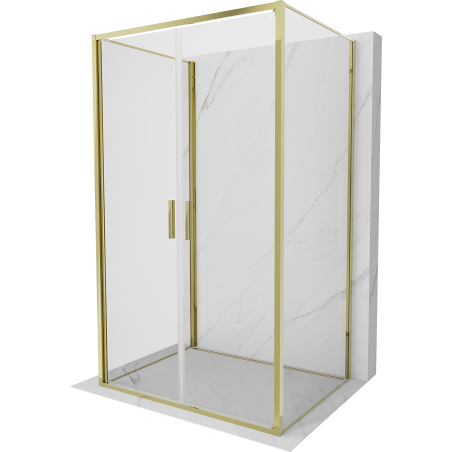 Mexen Exo-3S sprchový kút 3-stenový otvárací 110 x 70 cm, transparentný, zlatý - 814-110-070-50-00-3S