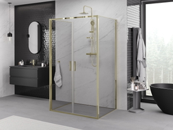 Mexen Exo-B Duo 3S trojstranná sprchová kabína s pántmi 110 x 120 cm, transparentná, zlatá - 814-110-120-50-00-3S