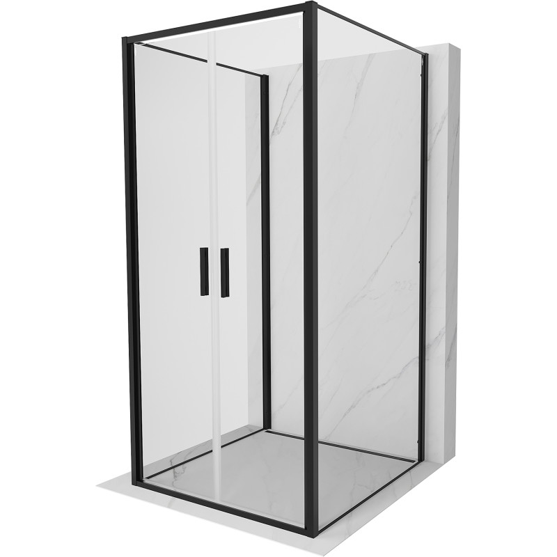 Mexen Exo-B Duo 3S sprchovací kút 3-stenový otvárateľný 80 x 80 cm, transparentný, čierny - 814-080-080-70-00-3S