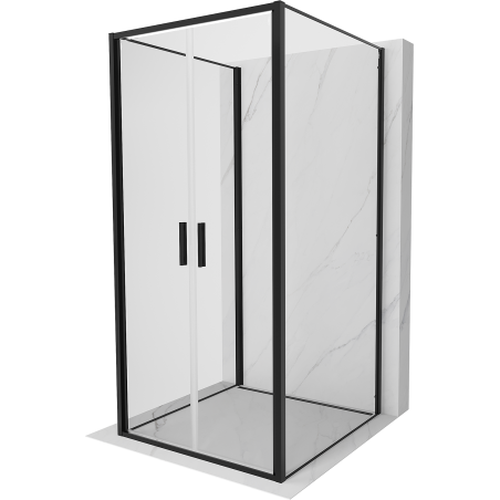 Mexen Exo-B Duo 3S sprchovací kút 3-stenový otvárateľný 80 x 80 cm, transparentný, čierny - 814-080-080-70-00-3S