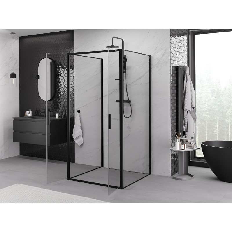 Mexen Exo-B Duo 3S sprchovací kút 3-stenový otvárateľný 80 x 80 cm, transparentný, čierny - 814-080-080-70-00-3S