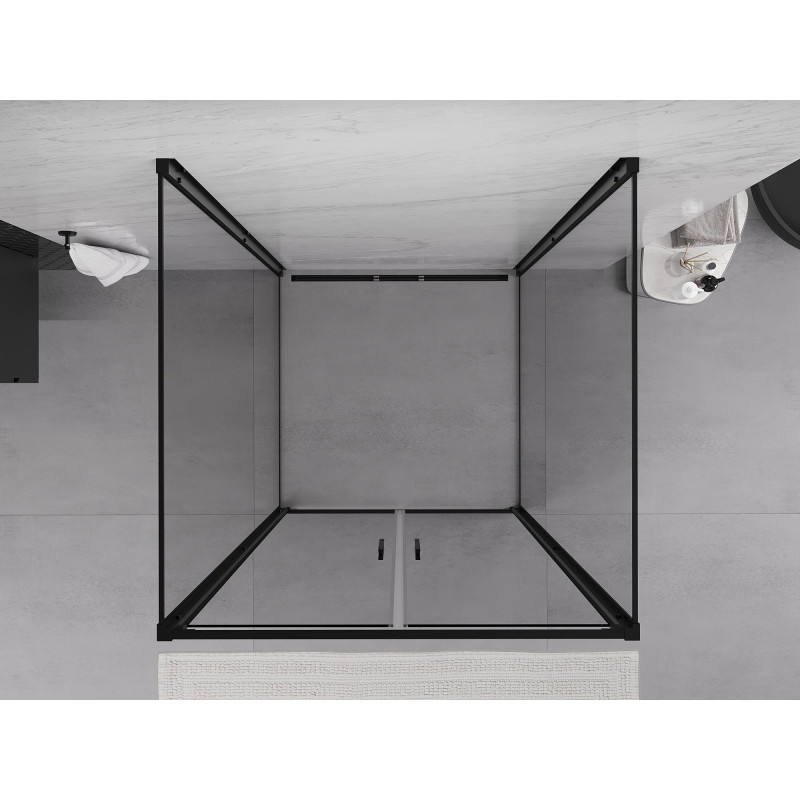 Mexen Exo-B Duo 3S sprchový kút 3-stenný otočný 90 x 90 cm, transparentný, čierny - 814-090-090-70-00-3S