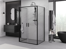Mexen Exo-B Duo 3S sprchový kút 3-stranný otvárací 90 x 80 cm, transparentný, čierny - 814-090-080-70-00-3S