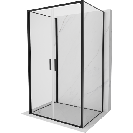 Mexen Exo-3S sprchový kút 3-stranný výklopný 80 x 110 cm, transparentný, čierny - 814-080-110-70-00-3S