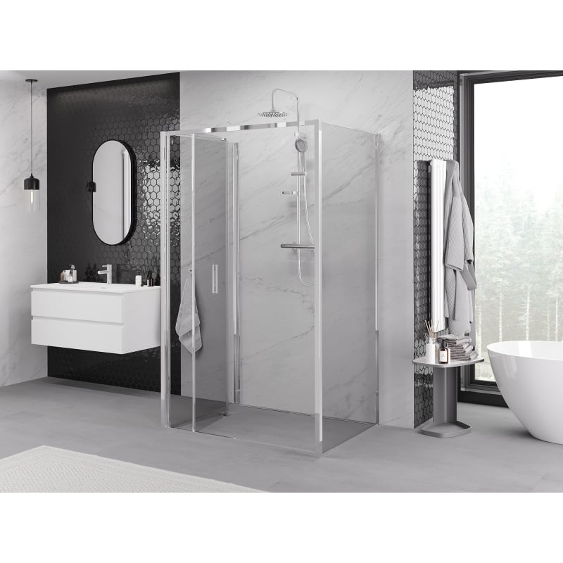 Mexen Exo-3S trojstenná skladacia sprchová kabína 75 x 70 cm, transparentná, chróm - 816-075-070-01-00-3S