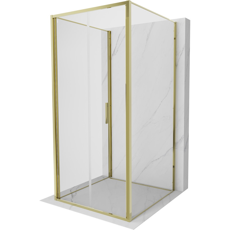 Mexen Exo-F 3S trojstenová skladacia sprchová kabína 80 x 80 cm, transparentná, zlatá - 816-080-080-50-00-3S
