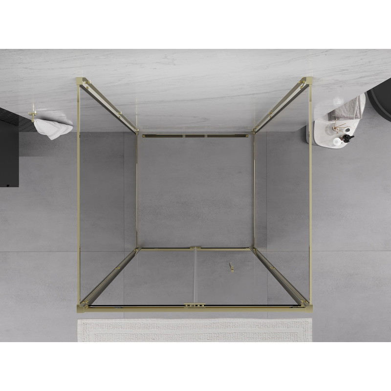 Mexen Exo-F 3S trojstenová skladacia sprchová kabína 80 x 80 cm, transparentná, zlatá - 816-080-080-50-00-3S