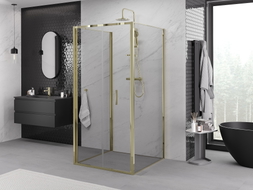 Mexen Exo-F 3S skladací sprchový kút 3-stenný 95 x 95 cm, transparentný, zlatý - 816-095-095-50-00-3S