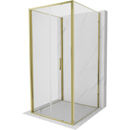 Mexen Exo-F 3S sprchová kabína 3-stenová skladacia 110 x 110 cm, transparentná, zlatá - 816-110-110-50-00-3S