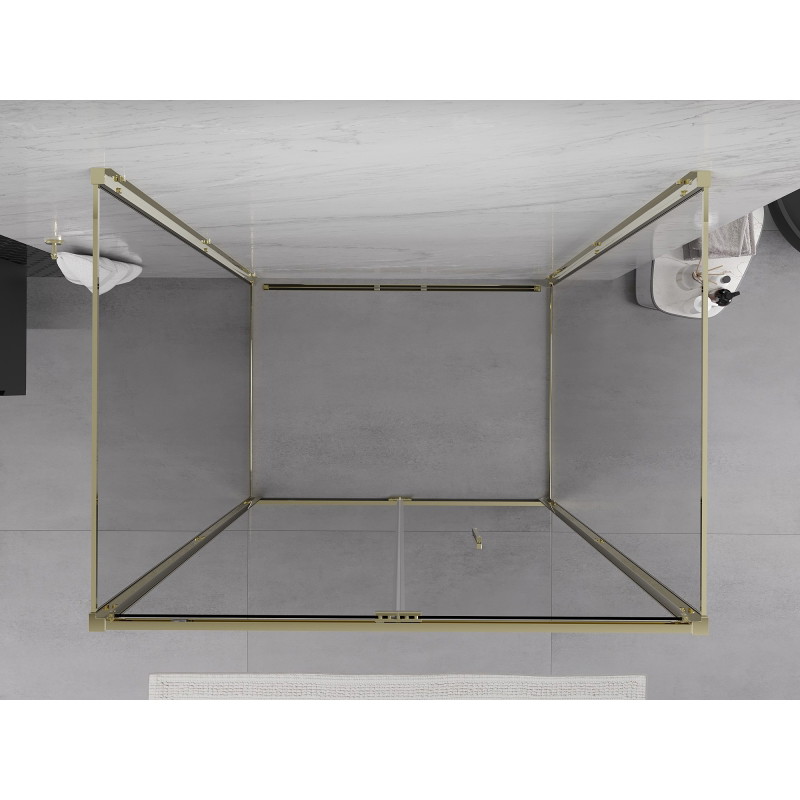 Mexen Exo-F 3S sprchovací kút 3-stenový skladací 80 x 70 cm, transparentný, zlatý - 816-080-070-50-00-3S