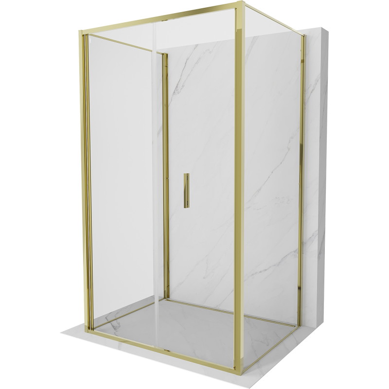 Mexen Exo-F 3S trojstranný skladací sprchový kút 90 x 70 cm, transparentný, zlatý - 816-090-070-50-00-3S