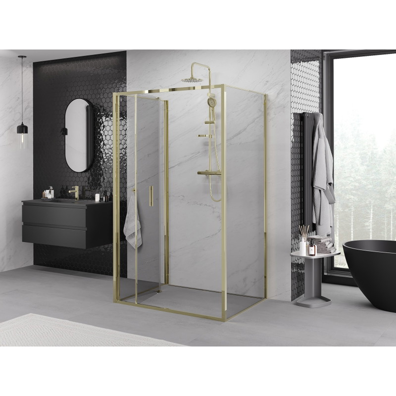 Mexen Exo-F 3S sprchová kabína 3-stenová skladacia 80 x 110 cm, transparentná, zlatá - 816-080-110-50-00-3S