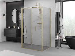 Mexen Exo-F 3S sprchový kút 3-stenný skladací 80 x 120 cm, transparentný, zlatý - 816-080-120-50-00-3S