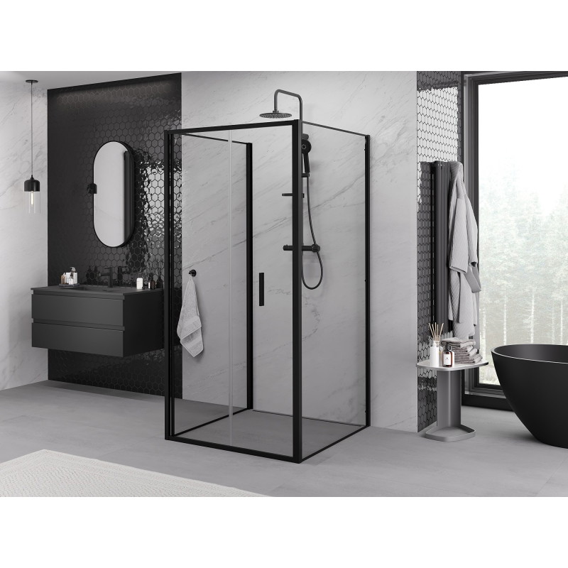 Mexen Exo-F 3S Sprchový kút 3-stenný skladací 70 x 70 cm, transparentný, čierny - 816-070-070-70-00-3S