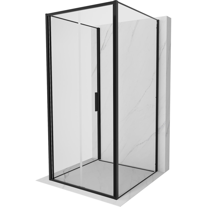 Mexen Exo-F 3S sprchovací kút 3-stenový skladací 80 x 80 cm, priehľadný, čierny - 816-080-080-70-00-3S