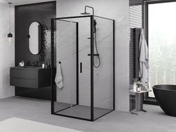 Mexen Exo-F 3S sprchovací kút 3-stenový skladací 80 x 80 cm, priehľadný, čierny - 816-080-080-70-00-3S