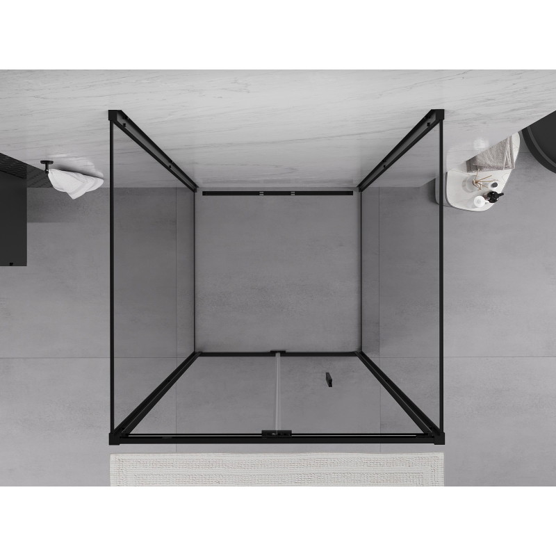 Mexen Exo-F 3S sprchovací kút 3-stranný skladací 110 x 110 cm, transparentný, čierny - 816-110-110-70-00-3S