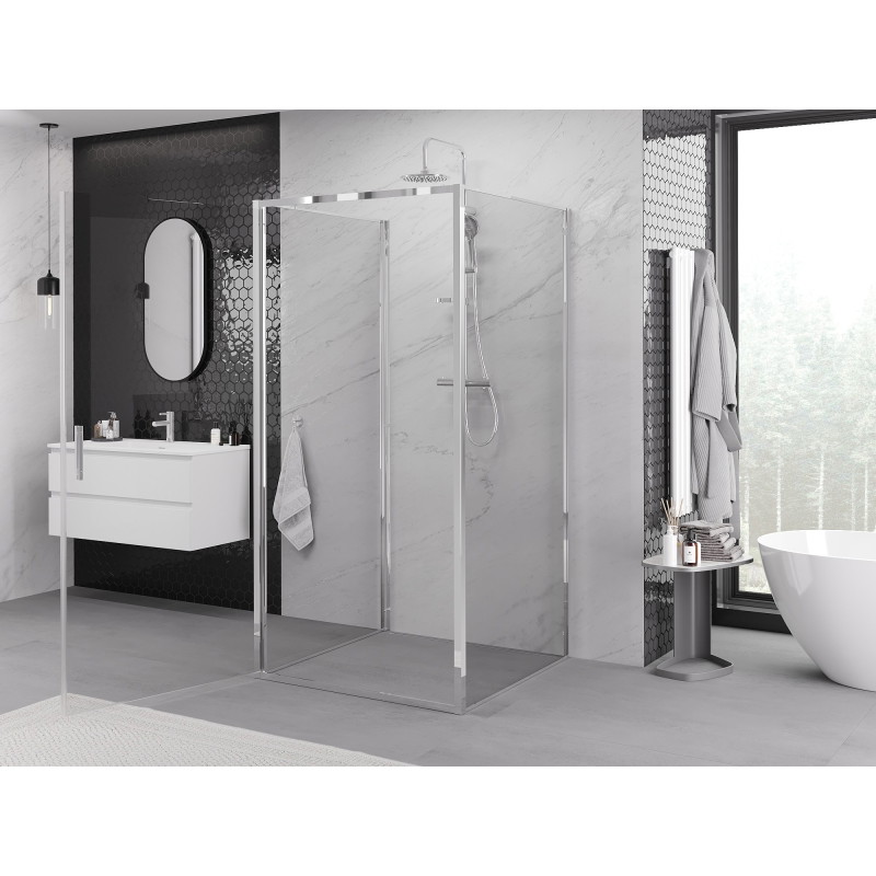 Mexen Exo-B 3S sprchová kabína 3-stranná výklopná 70 x 70 cm, transparentná, chrómová - 817-070-070-01-00-3S