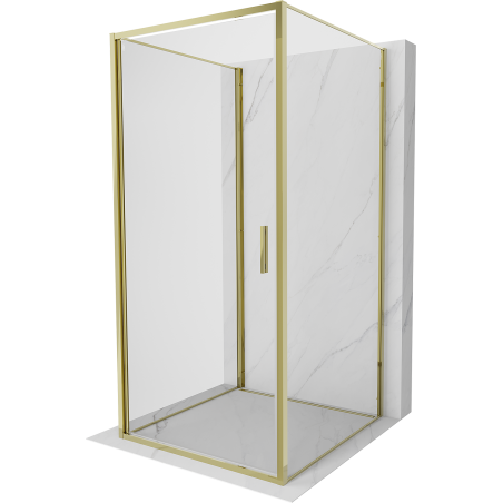 Mexen Exo-B 3S sprchovací kút s 3-stenami otvárací 75 x 75 cm, transparentný, zlatý - 817-075-075-50-00-3S