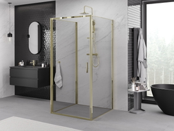 Mexen Exo-B 3S sprchovací kút s 3-stenami otvárací 75 x 75 cm, transparentný, zlatý - 817-075-075-50-00-3S
