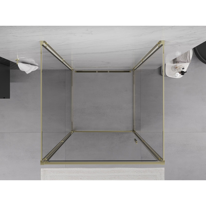 Mexen Exo-B 3S sprchovací kút s 3-stenami otvárací 75 x 75 cm, transparentný, zlatý - 817-075-075-50-00-3S