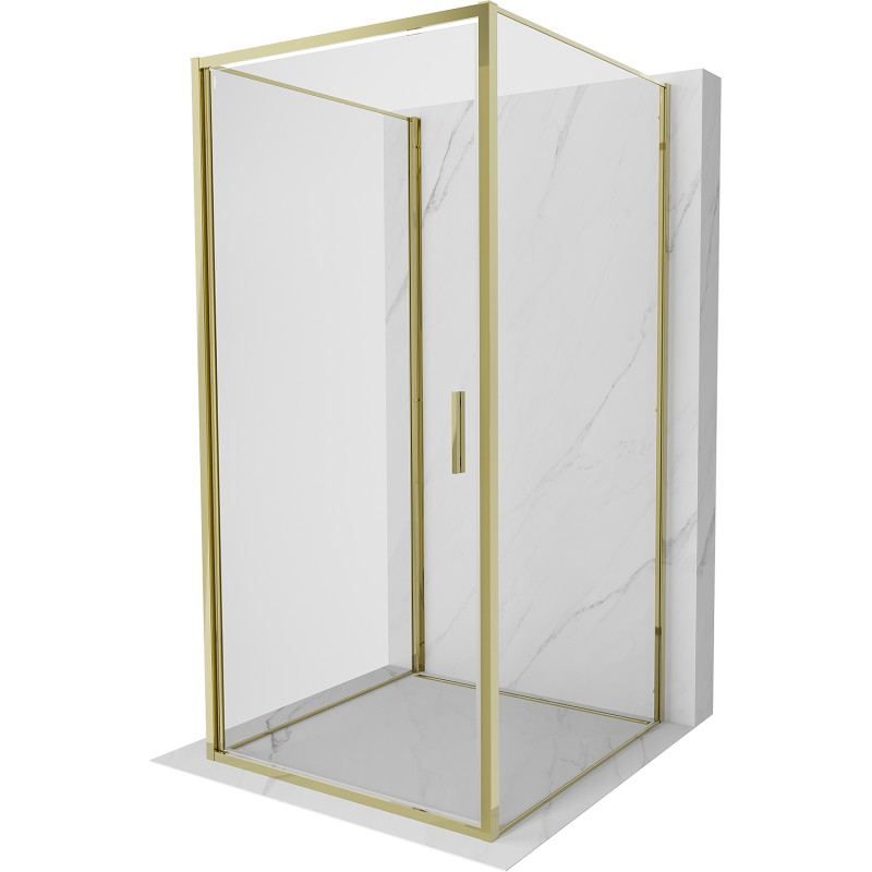 Mexen Exo-B 3S sprchový kút 3-stenný otočný 85 x 85 cm, transparentný, zlatý - 817-085-085-50-00-3S