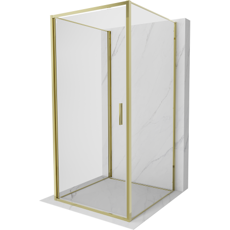 Mexen Exo-3S sprchová kabína 3-stenná otváracia 100 x 100 cm, transparentná, zlatá - 817-100-100-50-00-3S