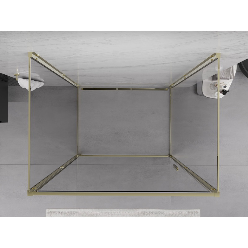 Mexen Exo-B 3S trojstranný sprchovací kút, otočný 80 x 100 cm, transparentný, zlatý - 817-080-100-50-00-3S