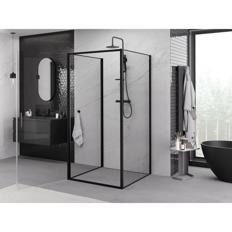 Mexen Exo-B 3S sprchová kabína 3-stenná otočná 80 x 80 cm, transparentná, čierna - 817-080-080-70-00-3S