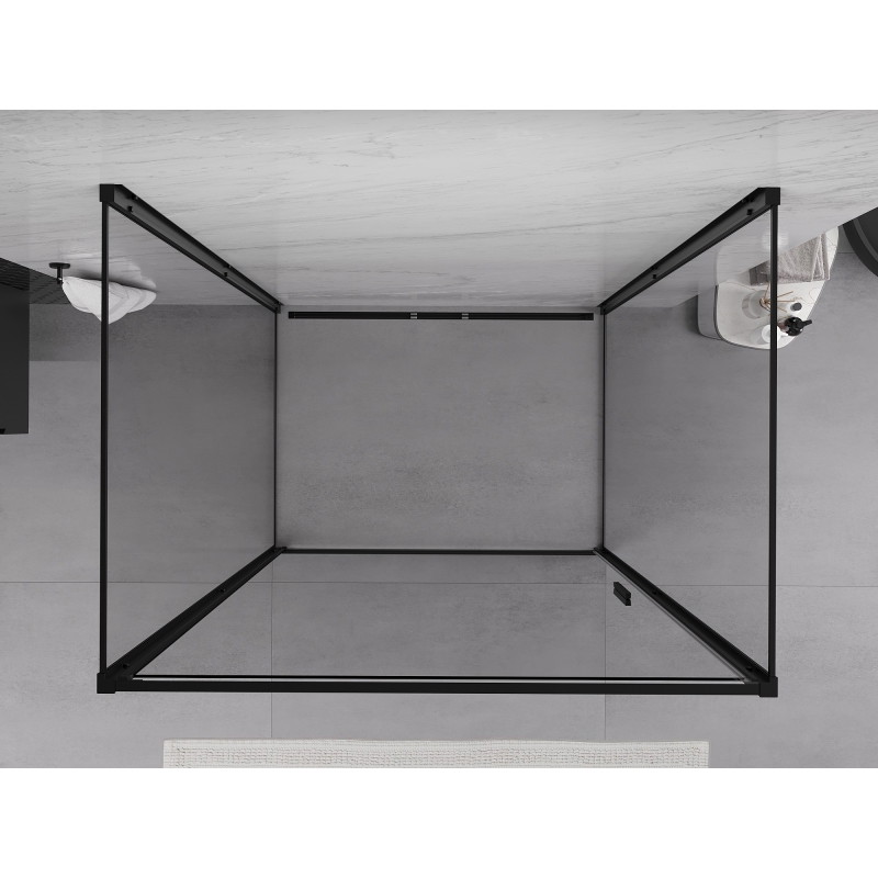 Mexen Exo-B 3S sprchová kabína 3-stenová otváracia 75 x 70 cm, transparentná, čierna - 817-075-070-70-00-3S