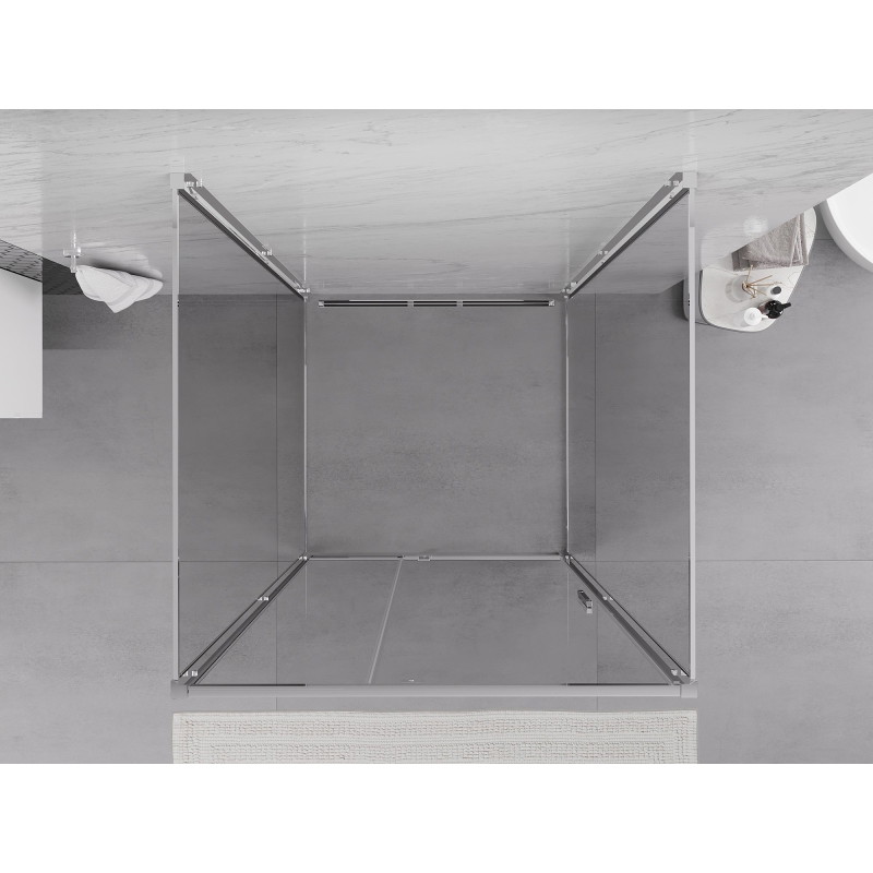 Mexen Exo-R 3S sprchová kút 3-stenný, otvárací 90 x 90 cm, transparentný, chróm - 819-090-090-01-00-3S