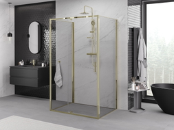 Mexen Exo-R 3S sprchový kút 3-stenový otvárací 100 x 80 cm, transparentný, zlatý - 819-100-080-50-00-3S