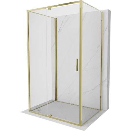 Mexen Exo-3S sprchová kabína 3-stenová, otváracia 125 x 90 cm, transparentná, zlatá - 819-125-090-50-00-3S