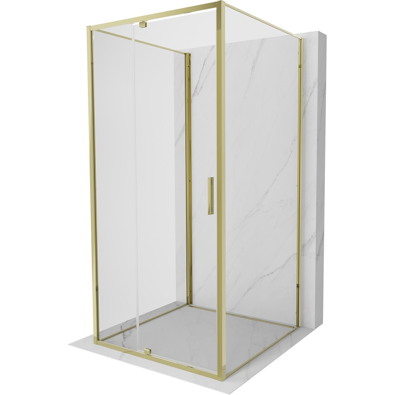 Mexen Exo-R 3S sprchovací kút 3-stenový otočný 95 x 95 cm, transparentný, zlatý - 819-095-095-50-00-3S