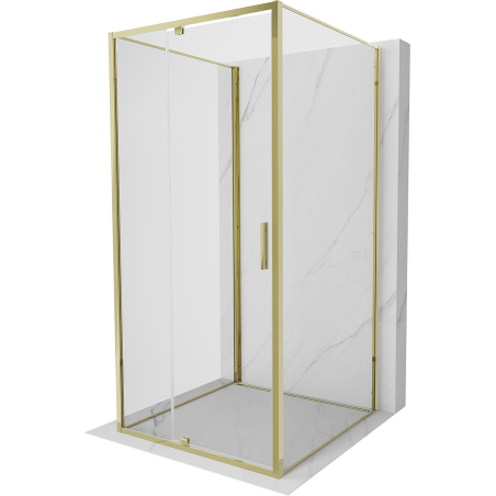 Mexen Exo-R 3S sprchovací kút 3-stenový otočný 95 x 95 cm, transparentný, zlatý - 819-095-095-50-00-3S