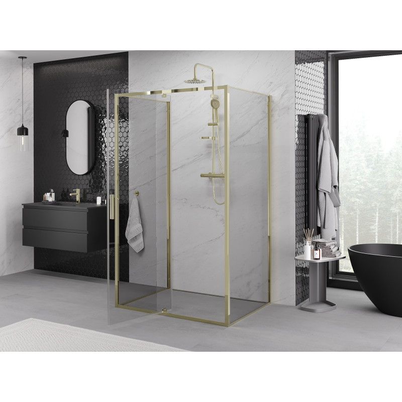Mexen Exo-R 3S sprchovací kút 3-stenový výklopný 115 x 95 cm, priehľadný, zlatý - 819-115-095-50-00-3S