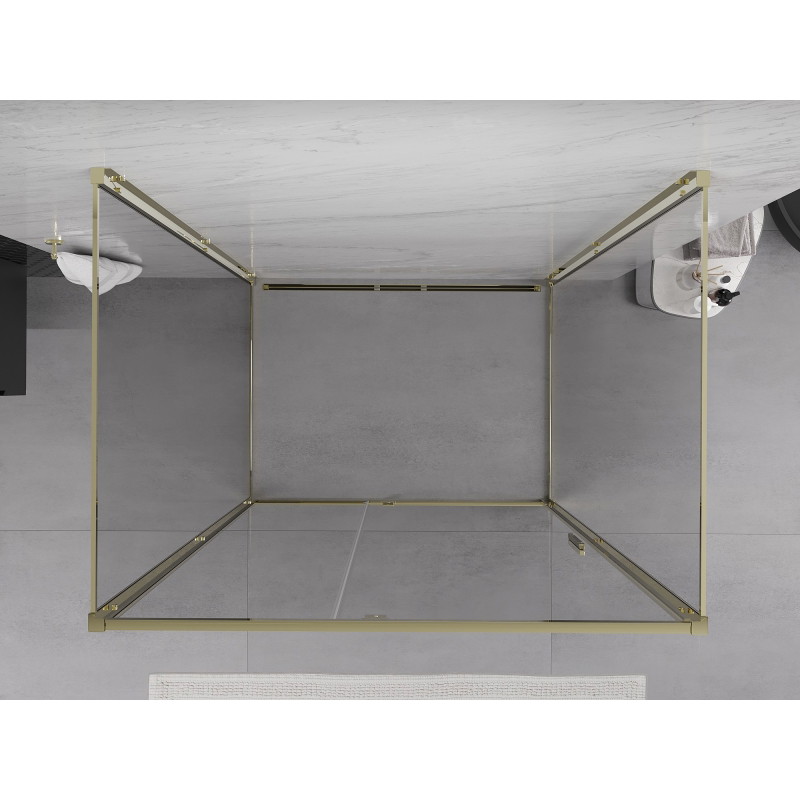 Mexen Exo-R 3S sprchová kabína 3-stenná s otváracími dverami 125 x 100 cm, transparentná, zlatá - 819-125-100-50-00-3S