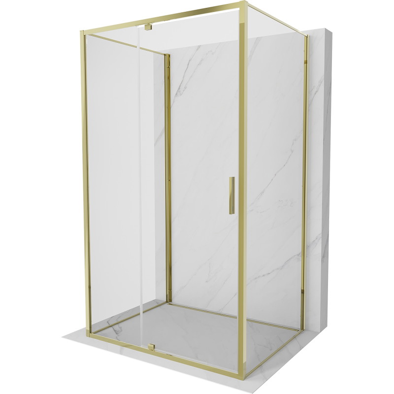 Mexen Exo-R 3S sprchovací kút 3-stenový, závesný 135 x 100 cm, priehľadný, zlatý - 819-135-100-50-00-3S