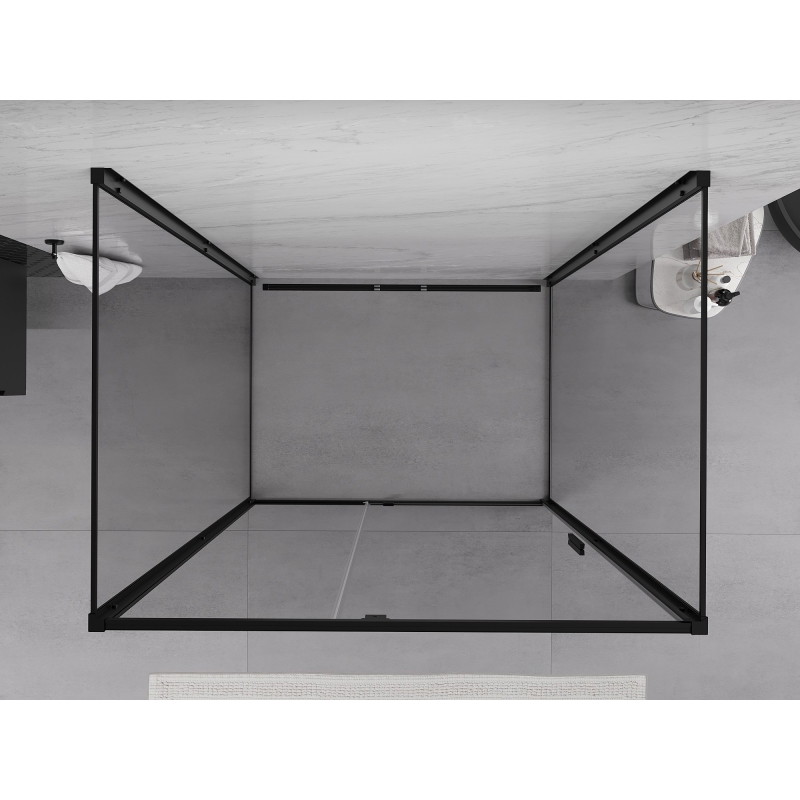 Mexen Exo-R 3S sprchový kút 3-stenový, otvárací 120 x 90 cm, transparentný, čierny - 819-120-090-70-00-3S