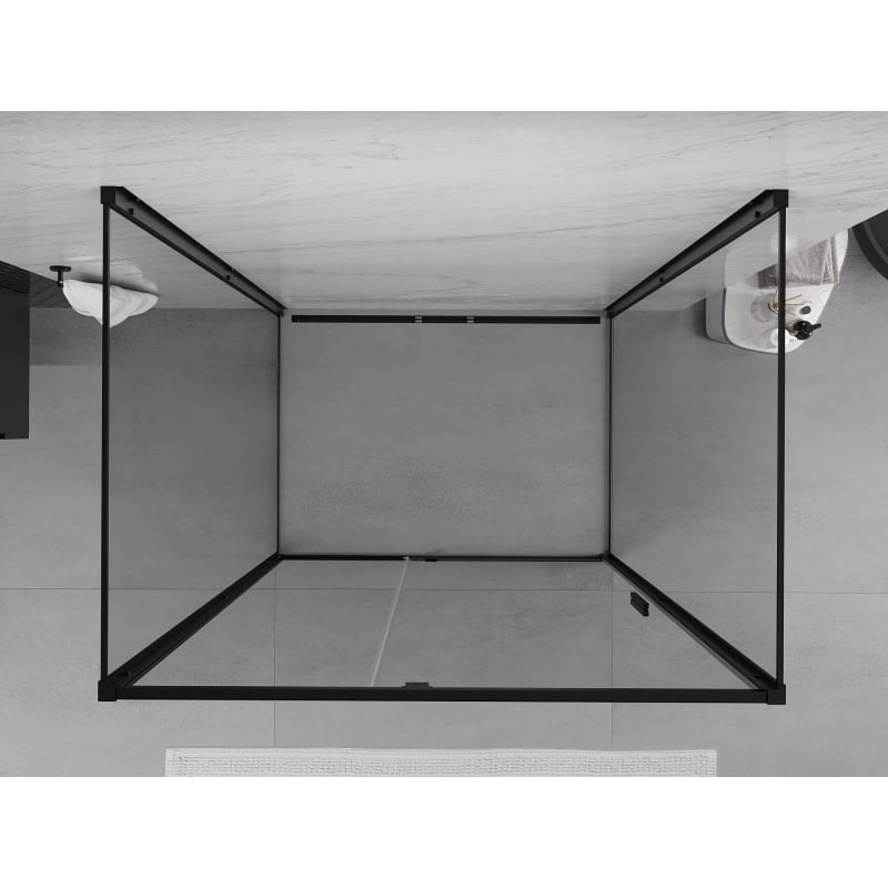 Mexen Exo-3S sprchový kút 3-stenový výklopný 100 x 110 cm, priehľadný, čierny - 819-100-110-70-00-3S