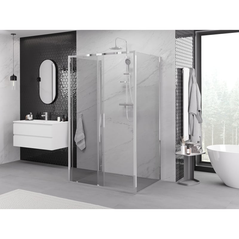 Mexen Exo-3S trojstranná posuvná sprchová kabína 125 x 70 cm, priehľadná, chróm - 8151-125-070-01-00-3S