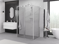 Mexen Exo-S 3S trojstenna posuvná sprchová zástena 135 x 75 cm, transparentná, chróm - 8151-135-075-01-00-3S