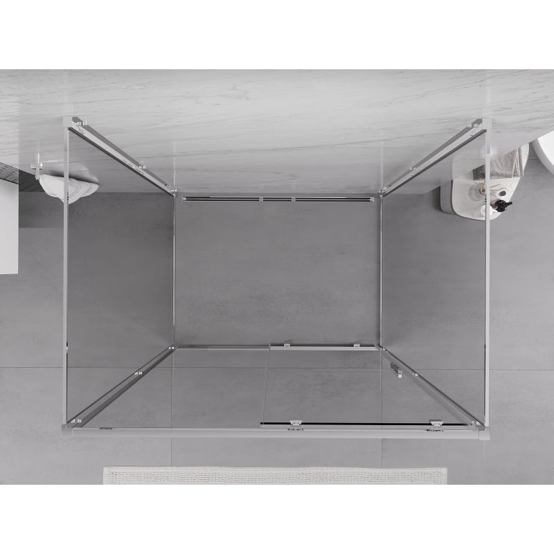 Mexen Exo-3S sprchovací kút 3-stenný posuvný 140 x 80 cm, transparentný, chróm - 8151-140-080-01-00-3S