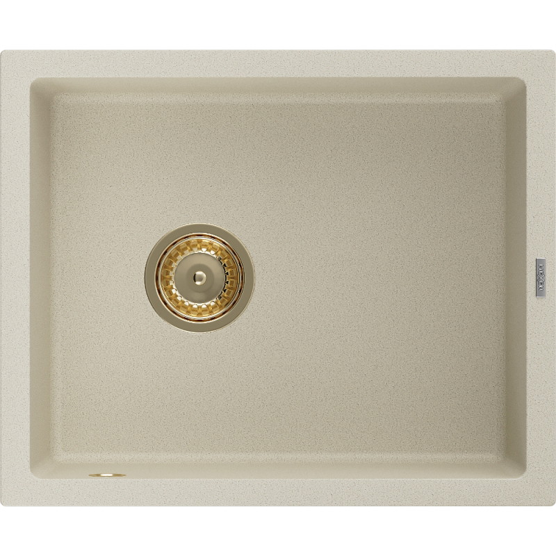 Mexen Pedro granitový drez s 1 komorou 560 x 460 mm, béžový, sifón zlatý - 6508561000-69-G